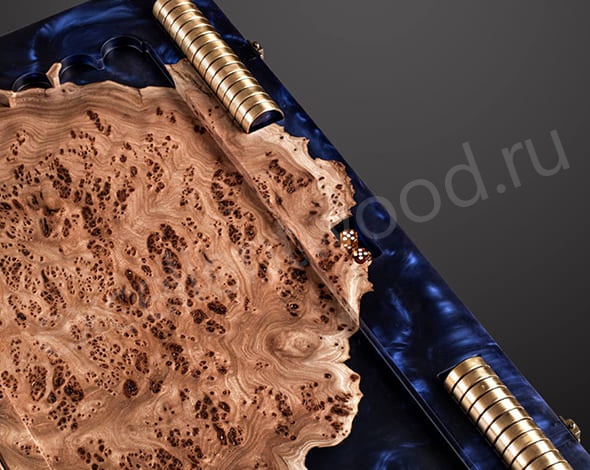 Нарды из древесины карагача с эпоксидной смолой, синие купить в интернет-магазине