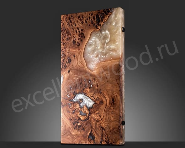 Нарды из древесины карагача с эпоксидной смолой, белые - цена от производителя Нарды из древесины карагача с эпоксидной смолой, белые купить в интернет-магазине